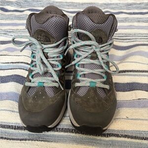 The North Face Gray and Teal Hedgehog II Ankle High Hiking Boots